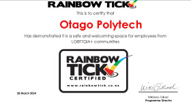 Otago Polytech Rainbow Tick Certificate 2024 003 Page 1